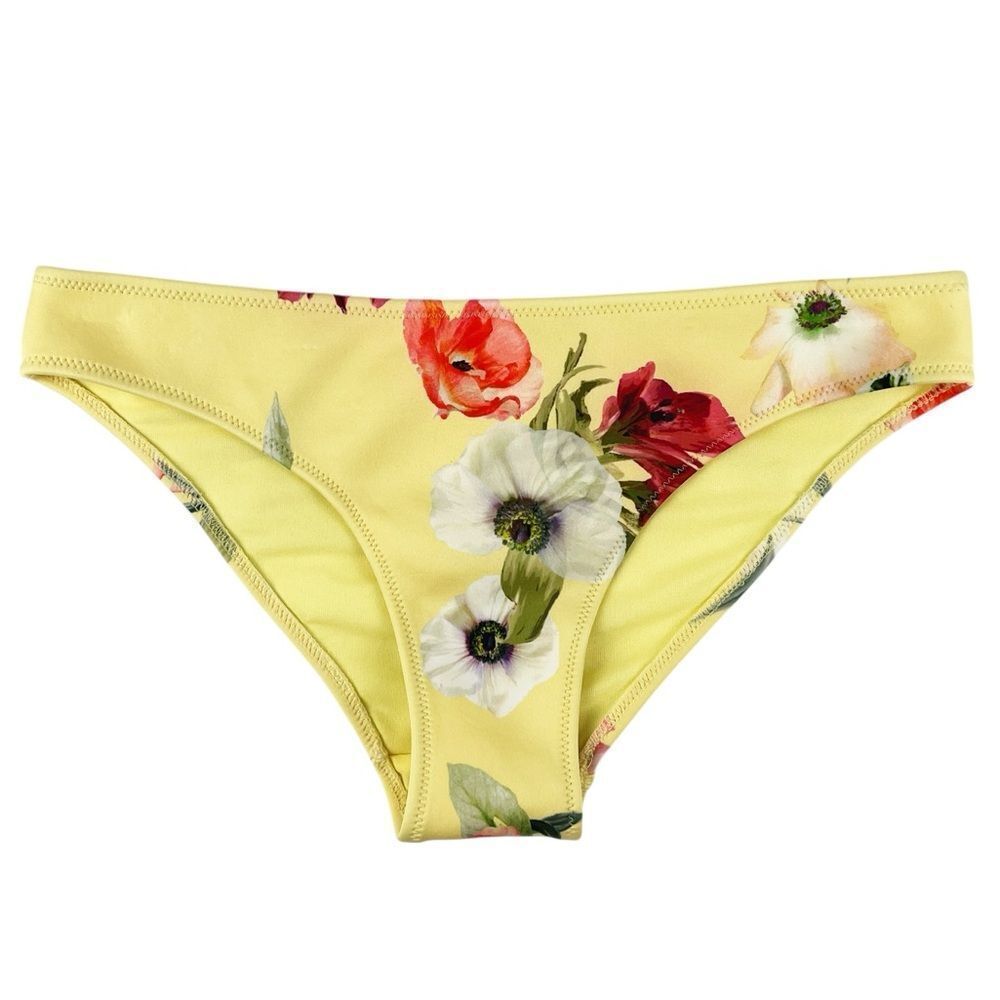 H&M Yellow Floral Swim Bikini Bottoms Size 6